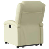 Recliner Chair - Cream Real Leather, Manual Reclining, Easy Stand-Up Function, Comfortable Seating for Elderly, Solid Frame, Convenient Side Pocket