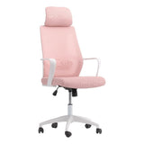 Row Modern Fabric Mesh Back Pink and White Office Chair