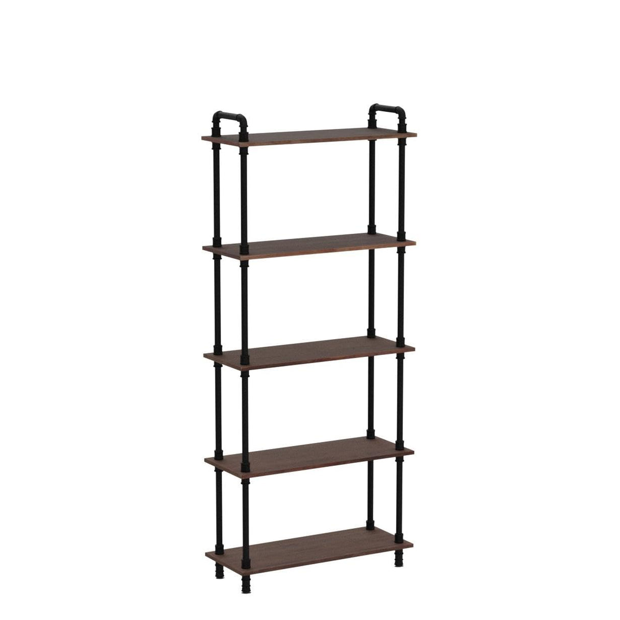Industrial Bookshelves, Wood Pipe Bookshelf, 5 Shelf Rustic Display Storage Tall Standing