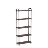 Industrial Bookshelves, Wood Pipe Bookshelf, 5 Shelf Rustic Display Storage Tall Standing