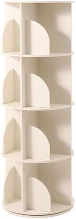 & Design 4 Tier 360° Rotating Stackable Shelves Bookshelf Organizer (White)