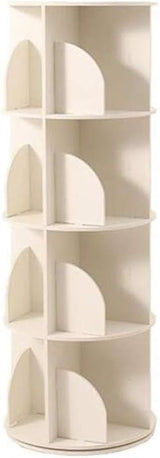 & Design 4 Tier 360° Rotating Stackable Shelves Bookshelf Organizer (White)