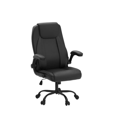 Office Chair PU Leather Executive Chair Padded Flip Up Armrest Computer Chair