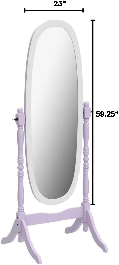 Oval Cheval Standing Mirror, Purple/White, 59.25 x 23 x 21