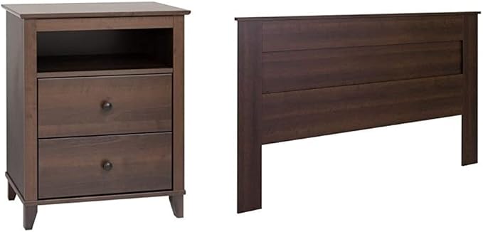 Yaletown Traditional 2-Drawer Tall Nightstand Side Table,