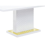 Gaines Wooden Rectangular Top Dining Table in White High Gloss