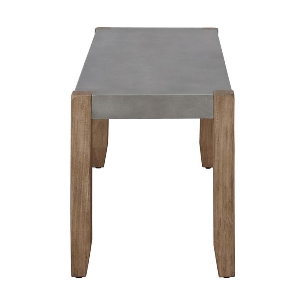 Newport 40" L Faux Concrete and Wood Bench