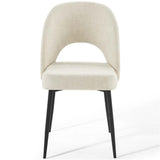 33.5" H Fabric Dining Side Chair in Black and Beige (Set of 2)