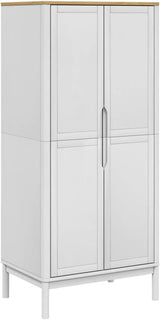 Wardrobe FLORO - Solid Pine Wood, White Finish, 30.3"x20.9"x67.3"