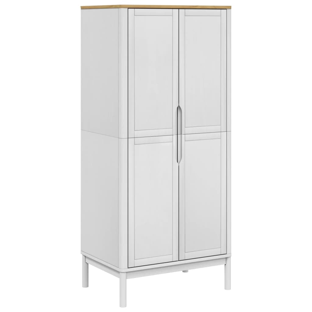 Wardrobe FLORO - Solid Pine Wood, White Finish, 30.3"x20.9"x67.3"