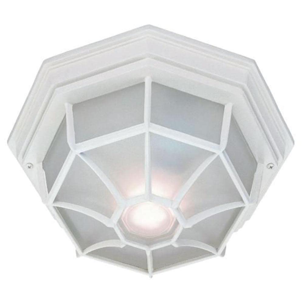 Textured White Outdoor Ceiling Light - 2-Light Flush Mount Fixture