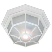 Textured White Outdoor Ceiling Light - 2-Light Flush Mount Fixture