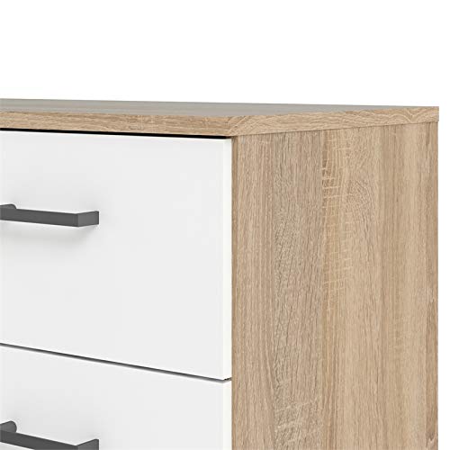 8 Drawer Double Dresser, Oak Structure, White