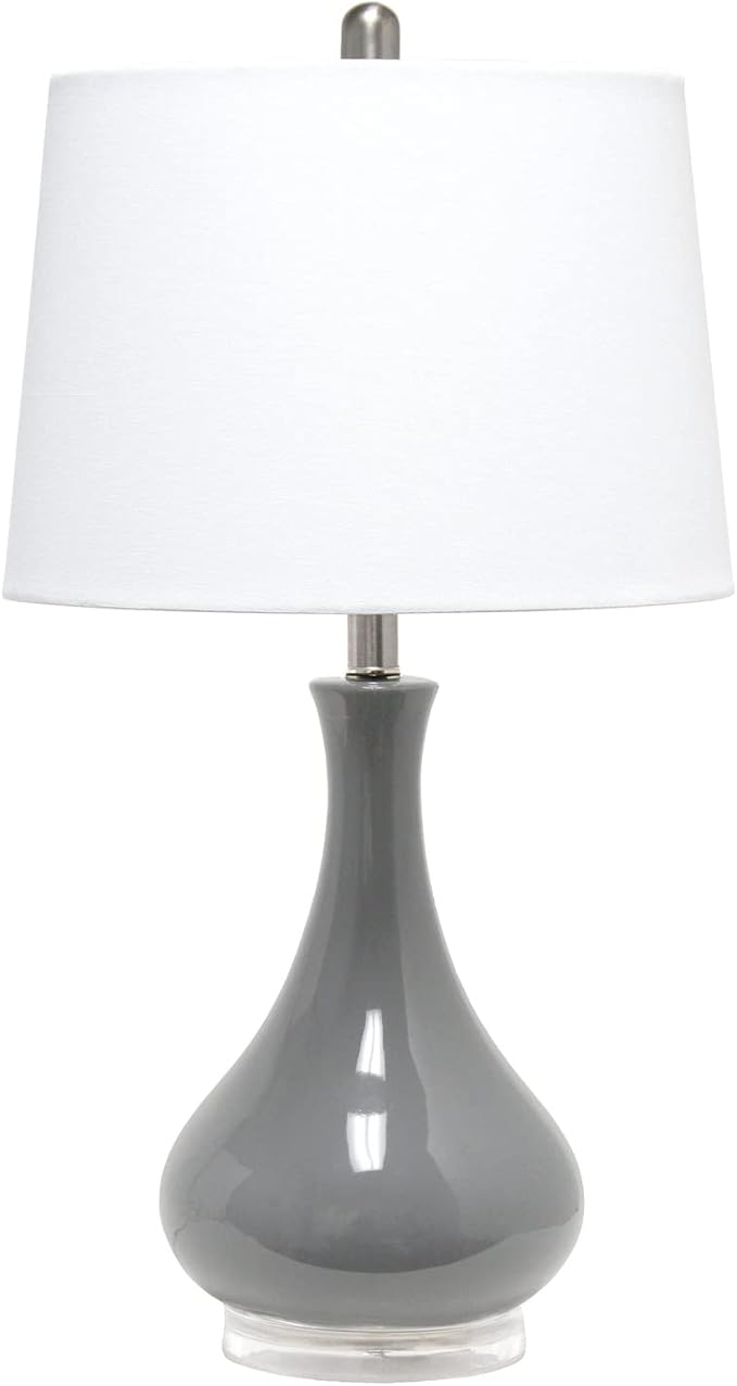 Ceramic Genie Tear Drop Shaped Glossy Table Lamp, Rose Pink