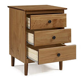 Modern 3 Drawer Wood Nightstand Bedroom Side End Table in Caramel