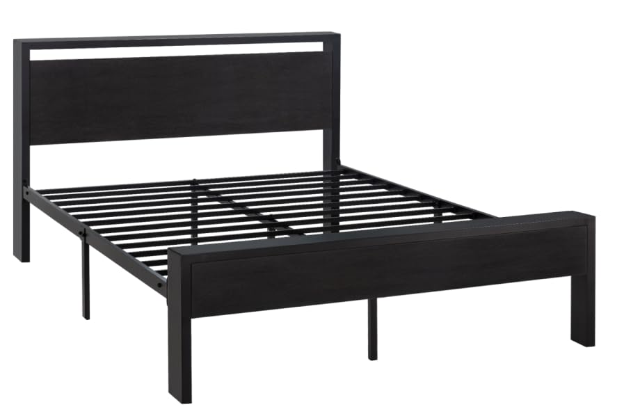 Full Size Platform Bed Frame with Wooden Headboard and Footboard, Heavy Duty 12