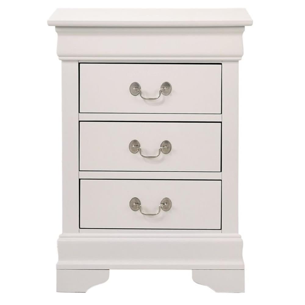 Louis Phillipe 3 Drawer Nightstand in White