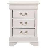 Louis Phillipe 3 Drawer Nightstand in White