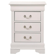 Louis Phillipe 3 Drawer Nightstand in White