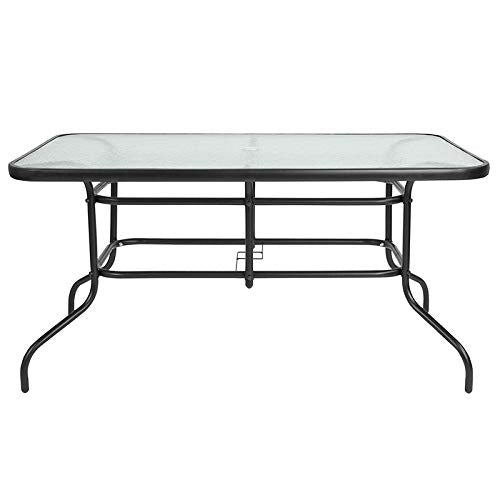 31.5" x 55" Rectangular Tempered Glass Metal Table