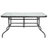 31.5" x 55" Rectangular Tempered Glass Metal Table