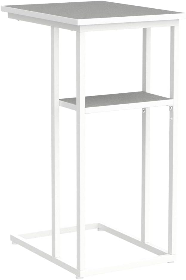 C Shaped End Table, Side Table with Metal Frame, TV Tray Table for Couch