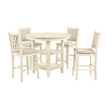 Amy 5-Piece Counter Dining Table Set, Beige and Brown