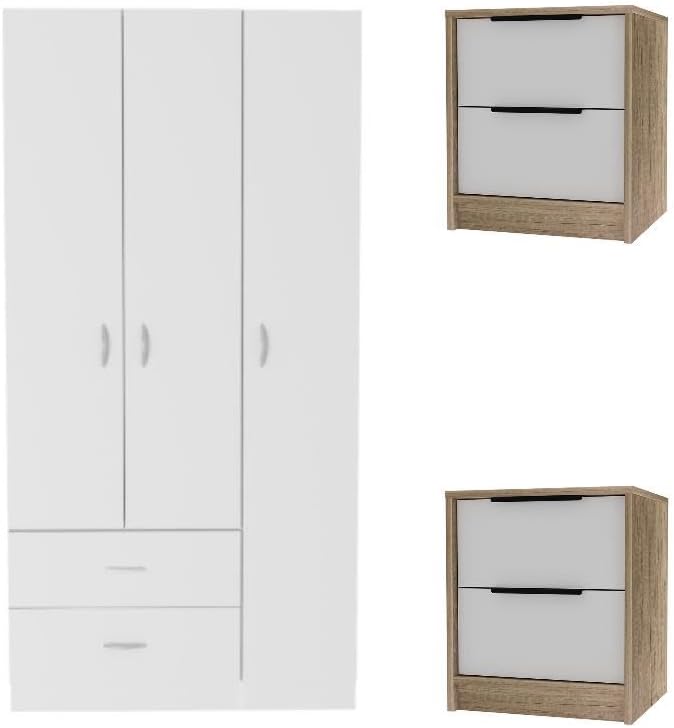 3-Piece Set with Armoire & 2 Nightstands in Multi Color