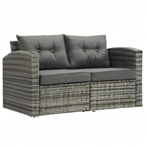 Wicker Outdoor Patio Loveseat, 2 Piece Aluminum Frame Patio Sofa Couch with Cushions