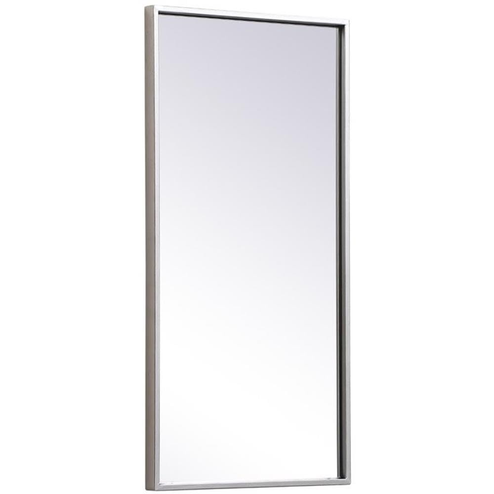 28" x 14" Modern Metal Frame Mirror in Sliver Finish