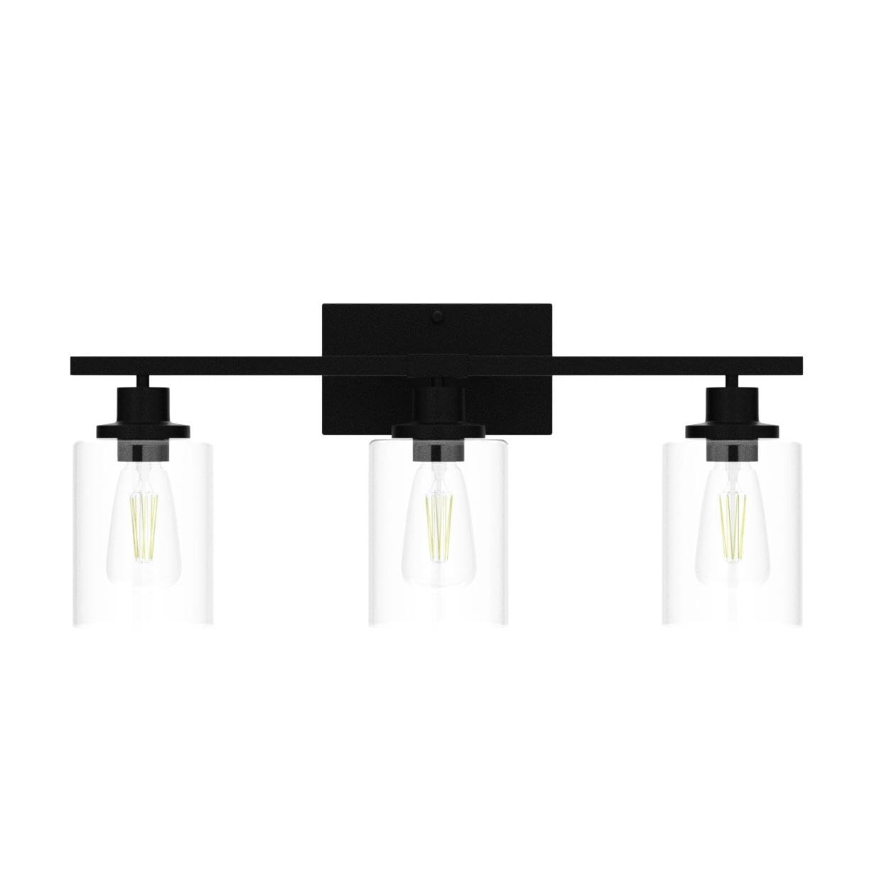 3-Light Vanity Light Fixtures, Black Bathroom Lighting Fixtures Over Mirror