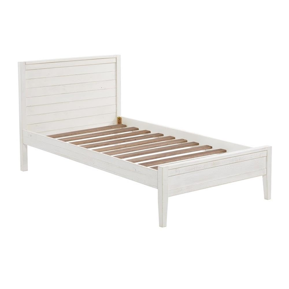 Windsor 3-Piece Set with Panel Twin Bed and 2 Nightstands, Driftwood White