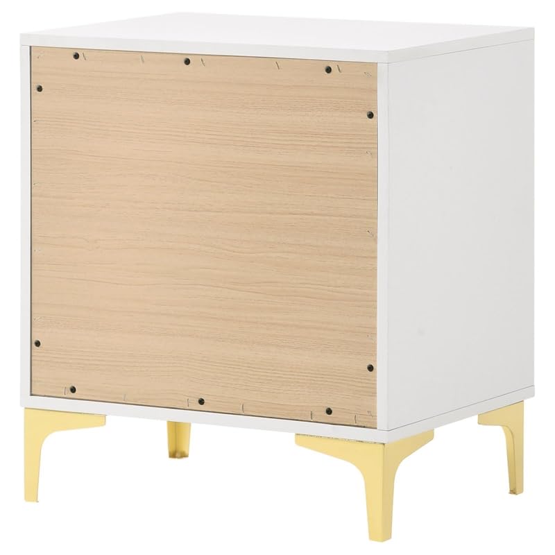 2-drawer Contemporary Wood Nightstand with Metal Base