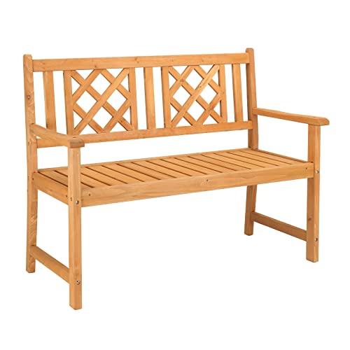 Wooden Garden Bench, Outdoor Wood Patio Bench, Rustic Two Person Loveseat Chair