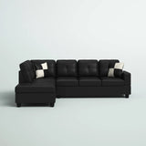 Genesis Sectional Sofa L-Shape-PU Leather, Left Facing, Black