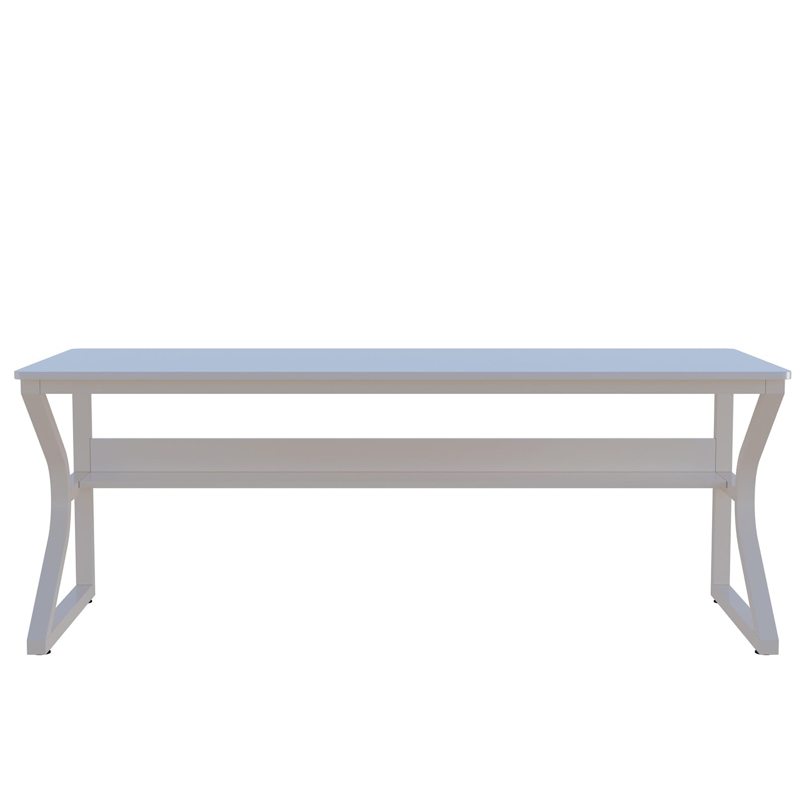 Extra Long Desk with Bookshelf - 71" Double Long Writing Table for 2-Person Workstation