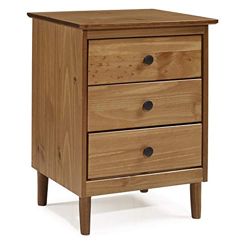 Modern 3 Drawer Wood Nightstand Bedroom Side End Table in Caramel