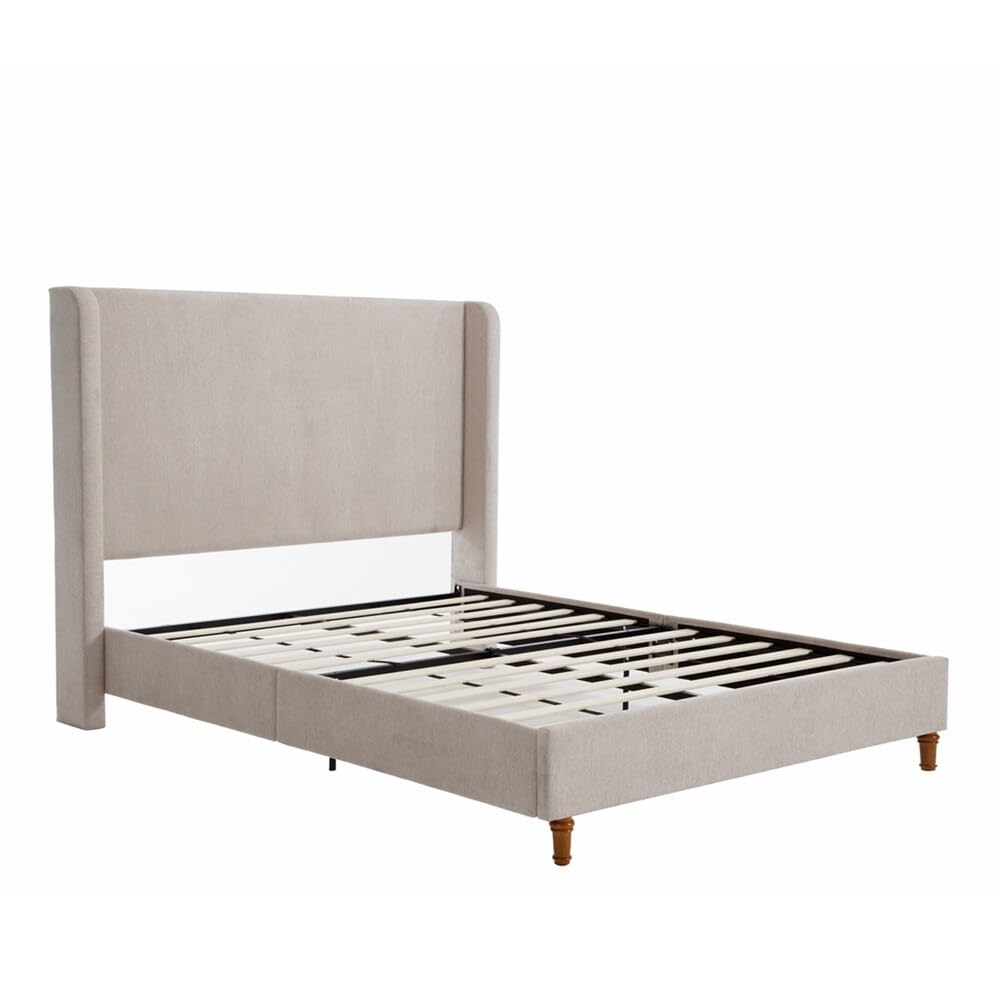 Harper Tall Headboard Upholstered Bed Light Gray Chenille - Queen