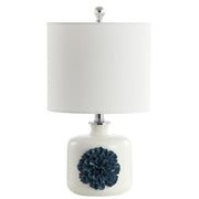 Olinda White & Blue Table Lamp 18-Inch with LED Bulb