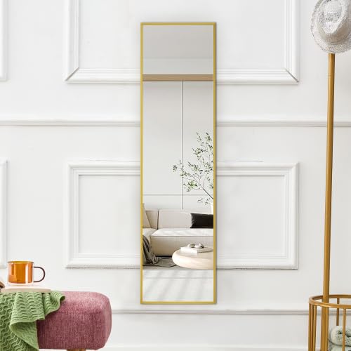 JTDISHINY The 3rd Generation Aluminum Alloy Metal Frame Wall Mounted Full Body Mirror, Bathroom Makeup Mirror, Bedroom Entrance, Decorative Mirror, Quality Upgrade, 59 "* 15.7" W1151121816