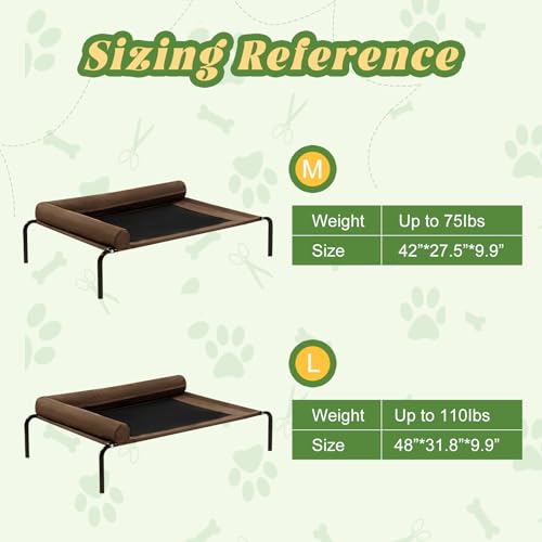 Elevated Dog Bed, Cooling Raised Dog Cots Beds for Large Dogs with Bolster, Dog mat