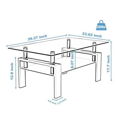 Modern Tempered Glass Coffee Table Set - 1/2/3 Piece Living Room Table Set - Sleek Design