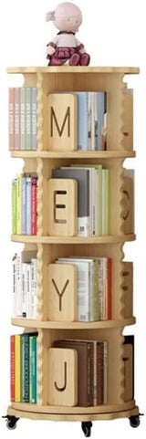 Book Shelves Bookcase Bookshelf 360 Degree Rotating Bookshelf with Letters Baffle