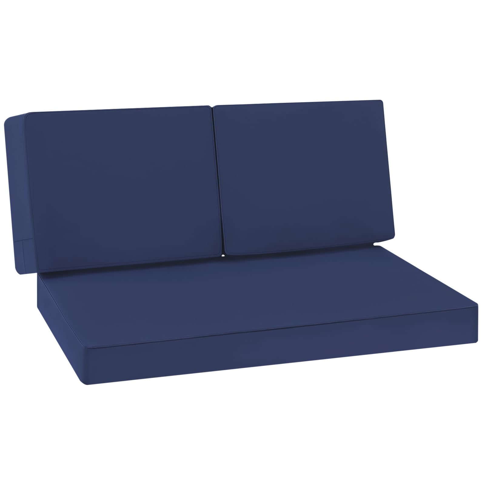 Outdoor Loveseat Cushion Set 46 x 26 Inch Waterproof & 3-Year Fade Resistant Patio Furniture Cushions with Removable Cover, Ties and Hidden Zipper for Sofa Bench Couch Pads Set of 3, Blue