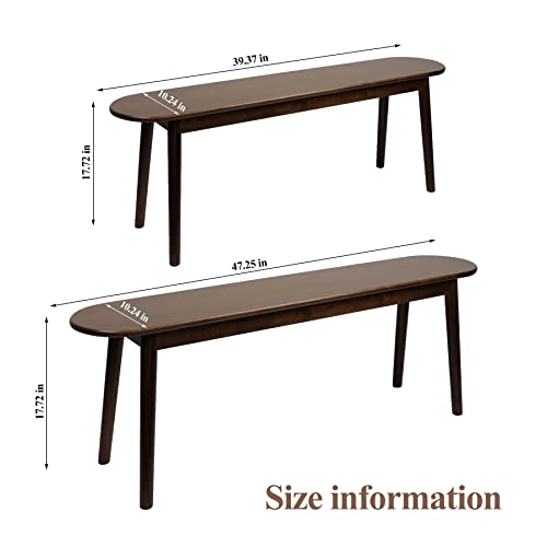 Entryway Bench, Solid Wood Dining Bench, Midcentury End of Bed Bench w/Rounded Corner,