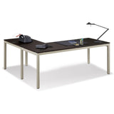 at Work Reversible L Shaped Desk 60" W Espresso Laminate Brushed Nickel