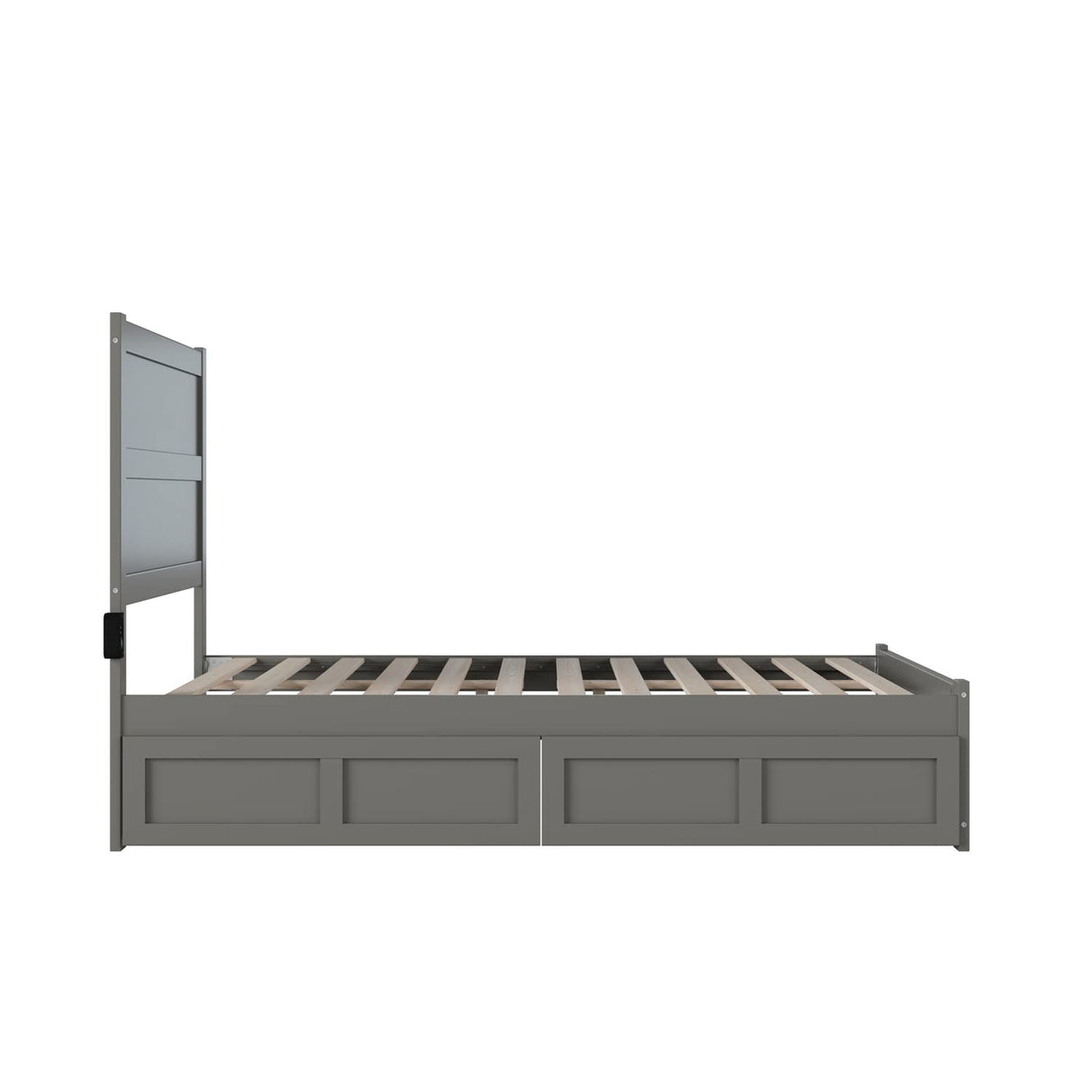 NoHo Full Size Platform Bed with Footboard & Storage Drawers in Grey