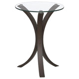 End Table Coffee Accent Table, Round, Contemporary, Indoor in Glass Top and Wood