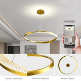 Modern LED Chandelier Light Fixture, Crystal Rings Chandelier Dimmable, Contemporary