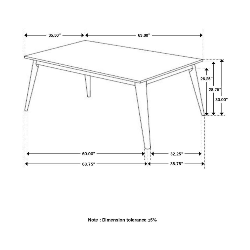 Everett Faux Top White Dining Table, Marble and Natural Walnut (192761)